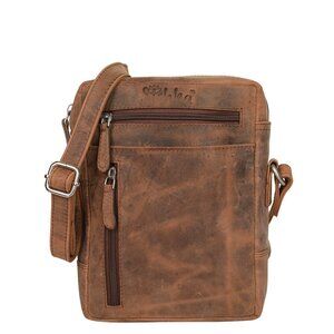 Leather Crossbody Sling Bag in Brown Hunter–Unisex Shoulder Bag Travel Daily Use